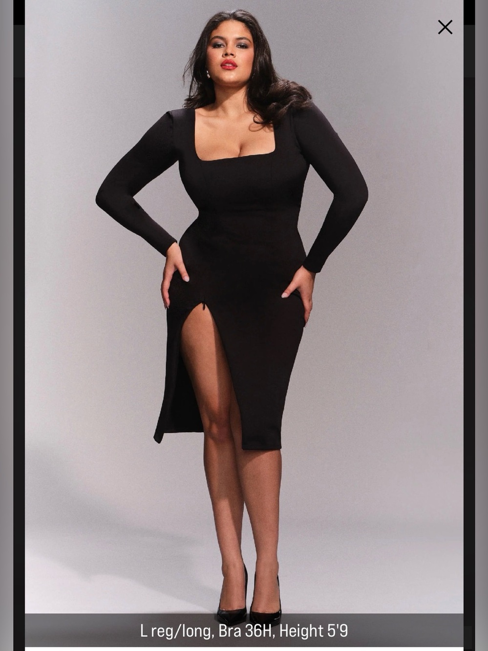 TA3 Squarey Sculpting Long Sleeve Zip Slit Cinched Lace Back Stretch Midi 3X RL